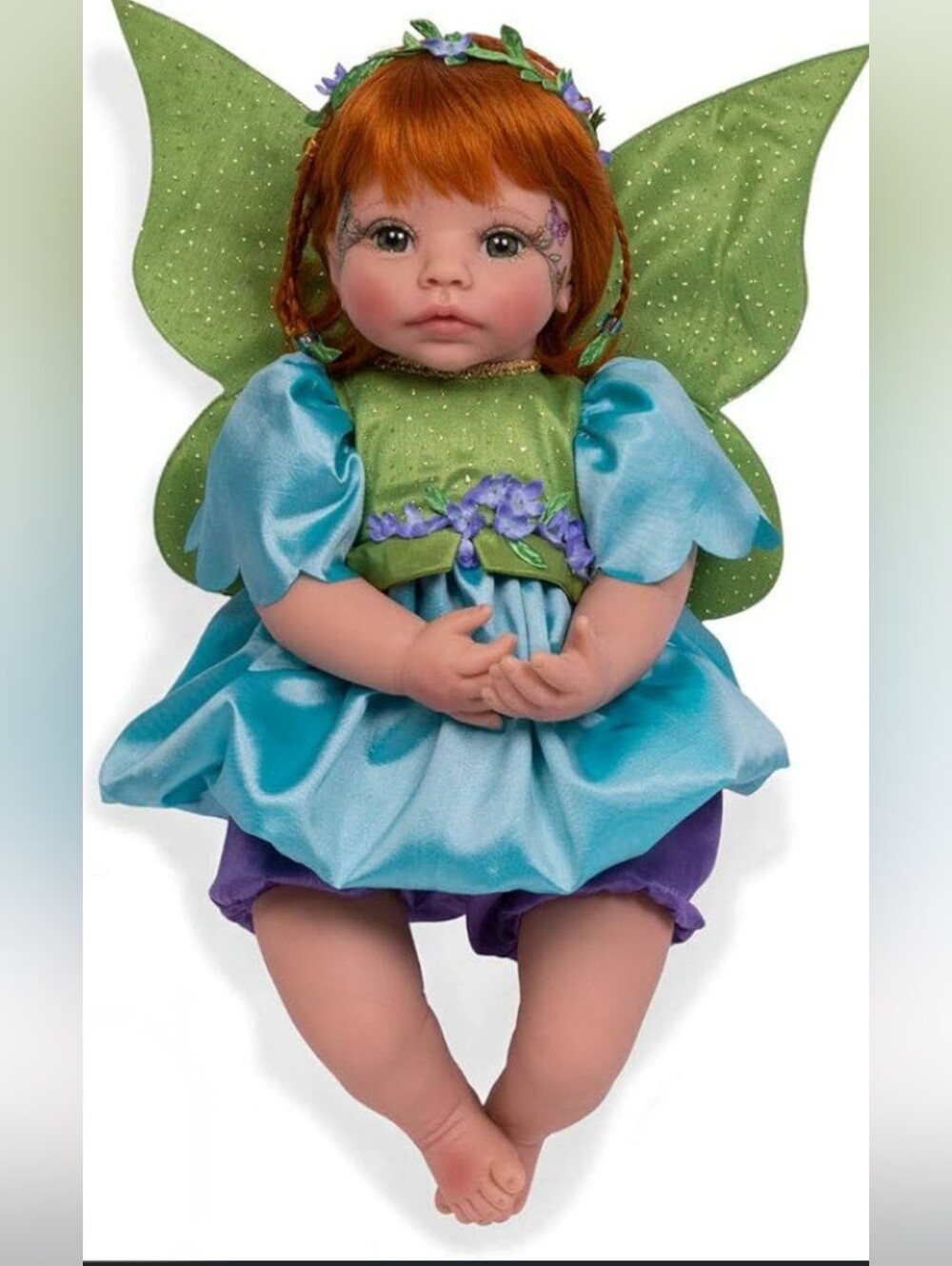 "Pixie Girl" Fairy Doll With Sparkle Wings On Blue Dress, By Paradise Gallaries - Picture 2 of 10